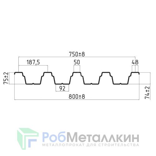 Профнастил Н-75 0.5 Полиэстер RAL 9002