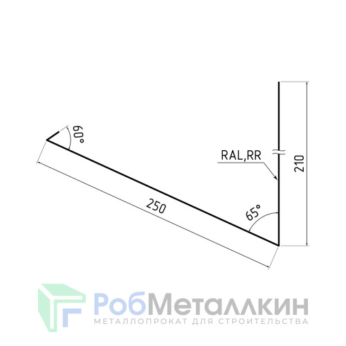 Планка примыкания верхняя к трубе 250х210 Полиэстер RAL 7024 для фальцевой кровли