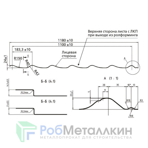 Лист волновой Монтеррей 0.45 Полиэстер RAL 9003