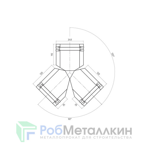 Тройник Y-образный для конька полукруглого малого Вельвет RAL 7024