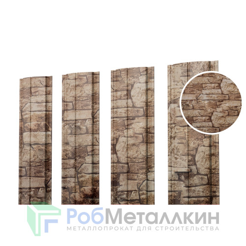 Евроштакетник ПД-образный прямой 0.5 Принтек Дикий камень