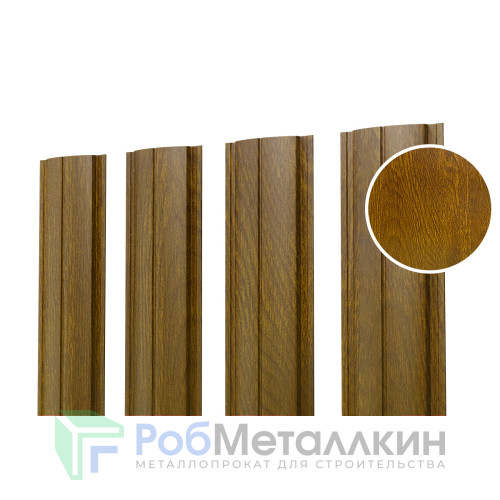 Евроштакетник ПД-образный прямой 0.5 Принтек двусторонний Золотой дуб