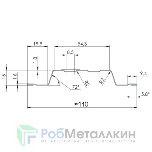 Евроштакетник П-образный фигурный 0.45 Полиэстер RAL 9003
