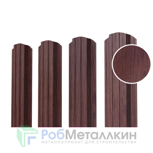 Евроштакетник П-образный фигурный 0.5 Принтек Темное дерево