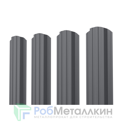Евроштакетник П-образный фигурный 0.5 Пурал RAL 7024