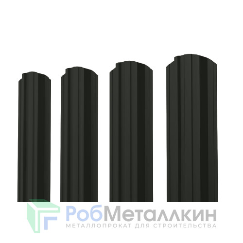 Евроштакетник П-Премиум фигурный 0.45 Текстур RAL 9005