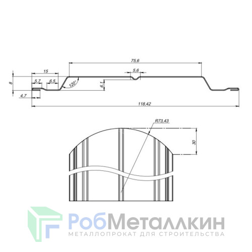 Евроштакетник В.К. фигурный 0.5 Принтек Золотой дуб