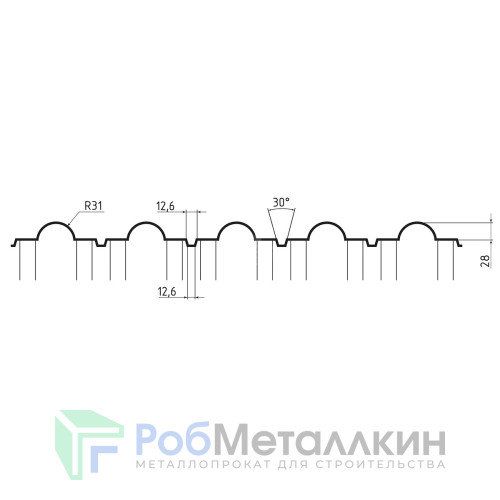 Профнастил фигурный С-20А 0.4 Полиэстер двусторонний RAL 7004
