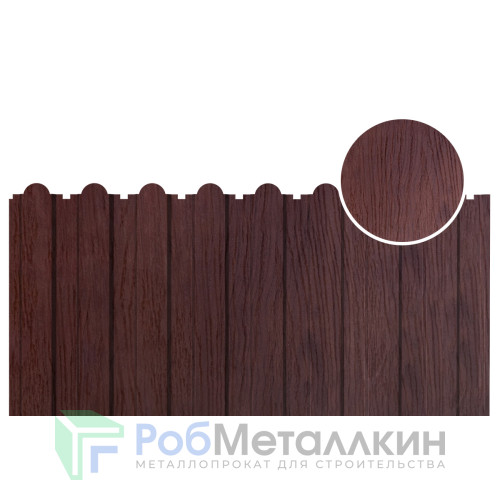 Профнастил фигурный С-20А 0.5 Принтек Темное дерево