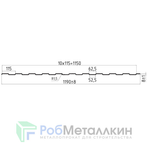 Профнастил С-8 0.5 Принтек Кирпич
